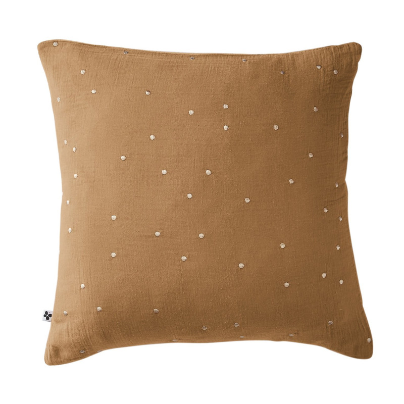 L'effet papillon - Taie d'oreiller Gaze de coton Gaïa Chic Camel, L'effet papillon 60 x 60 cm - L'effet papillon