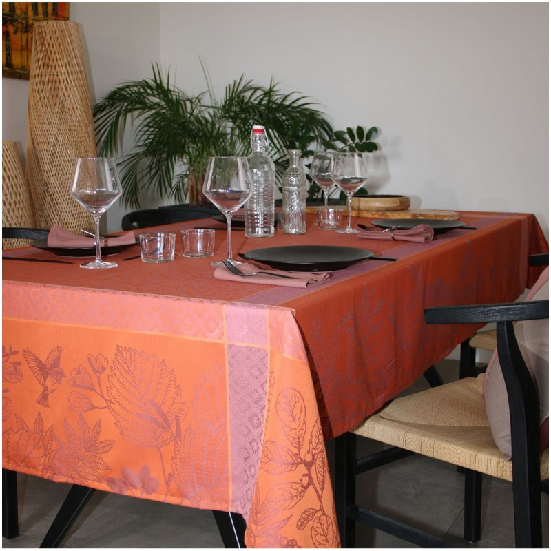 nappe bird burnt orange, sud etoffe 200 x 150 cm - sud etoffe