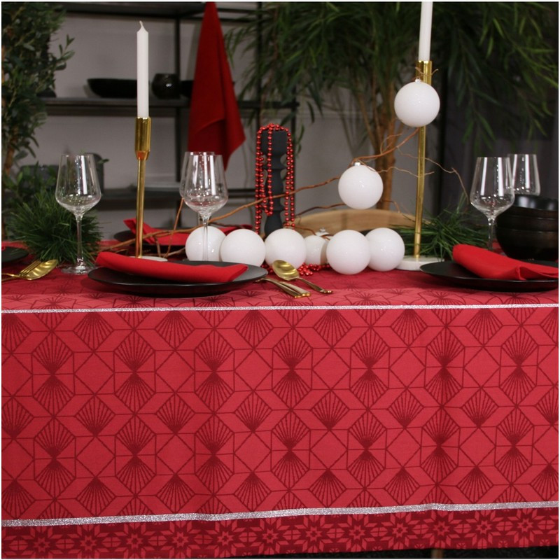 nappe réveillon rouge, sud etoffe 250 x 150 cm - sud etoffe