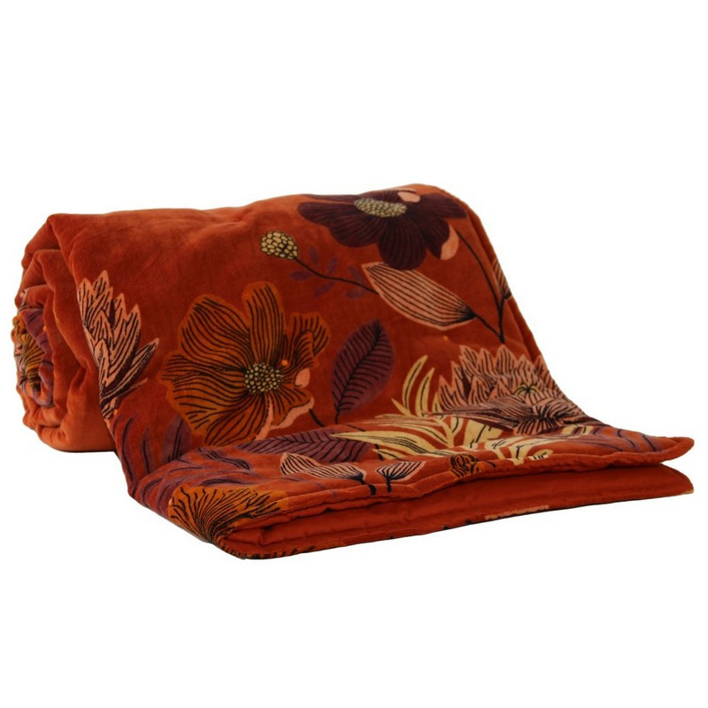 Sud Etoffe - Edredon 80 x 200 Flore Burnt Orange, Sud Etoffe - Sud Etoffe