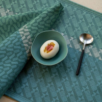 Serviette de table Veine Graphique Emeraude, Le Jacquard Français