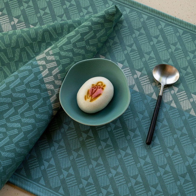 Serviette de table Veine Graphique Emeraude, Le Jacquard Français