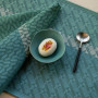 Serviette de table Veine Graphique Emeraude, Le Jacquard Français