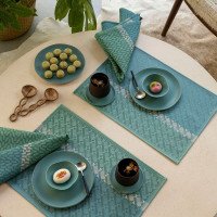 Set de table enduit Veine Graphique Emeraude, Le Jacquard Français