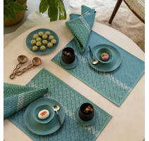 Set de table enduit Veine Graphique Emeraude, Le Jacquard Français