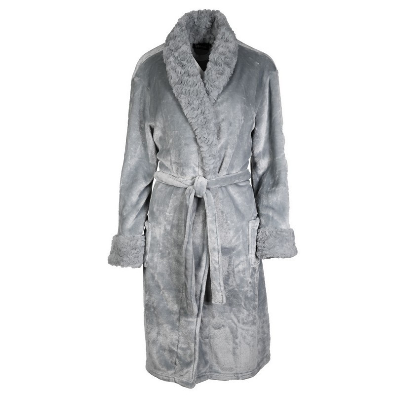 SENSEI - Peignoir polaire Charme et Douceur Gris Perle, Sensei L - SENSEI