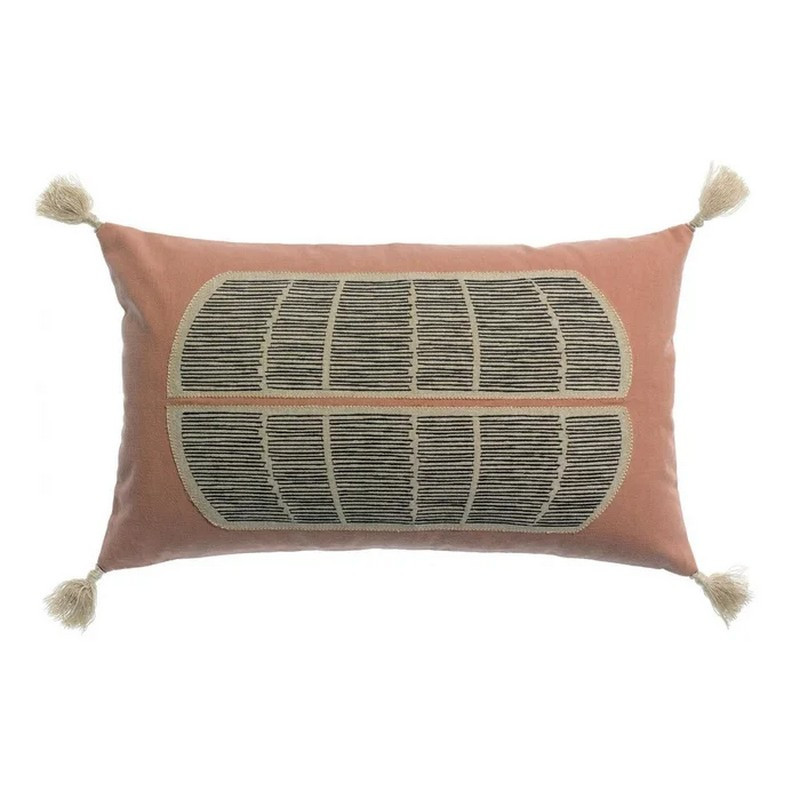 VIVARAISE - Coussin brodé Yaël Bois de Rose, Vivaraise 30 x 50 cm - VIVARAISE