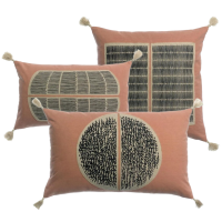 Coussin brodé Yaël Bois de Rose, Vivaraise