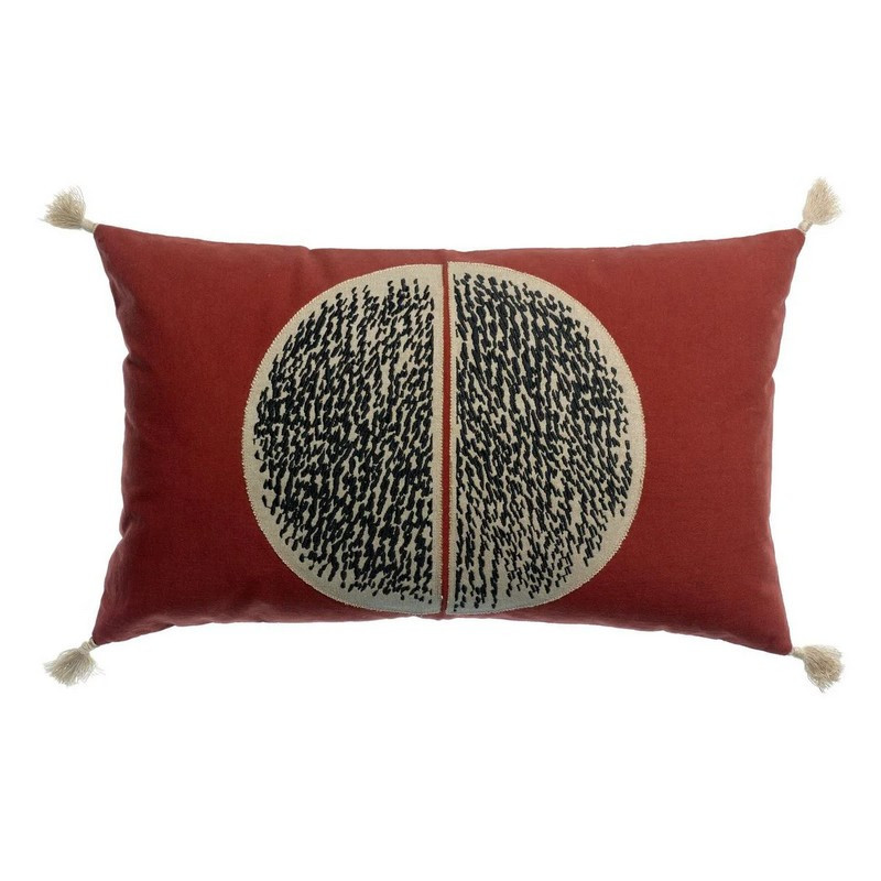 VIVARAISE - Coussin brodé Yaël Géranium, Vivaraise 40 x 65 cm - VIVARAISE