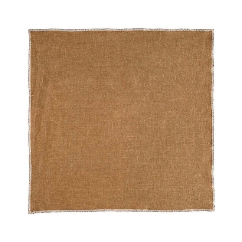 HAOMY TEXTILE - Serviette en lin Venise, Haomy Tabac - HAOMY TEXTILE