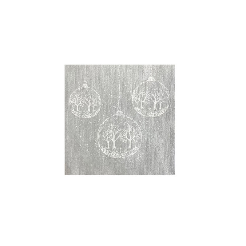 Françoise Paviot - Serviettes en papier Boule à neige Argent, Françoise PAVIOT 25 cm - Françoise PAVIOT