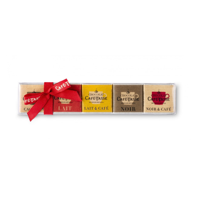 Réglette de 15 carrés de chocolats assortis, Café Tasse