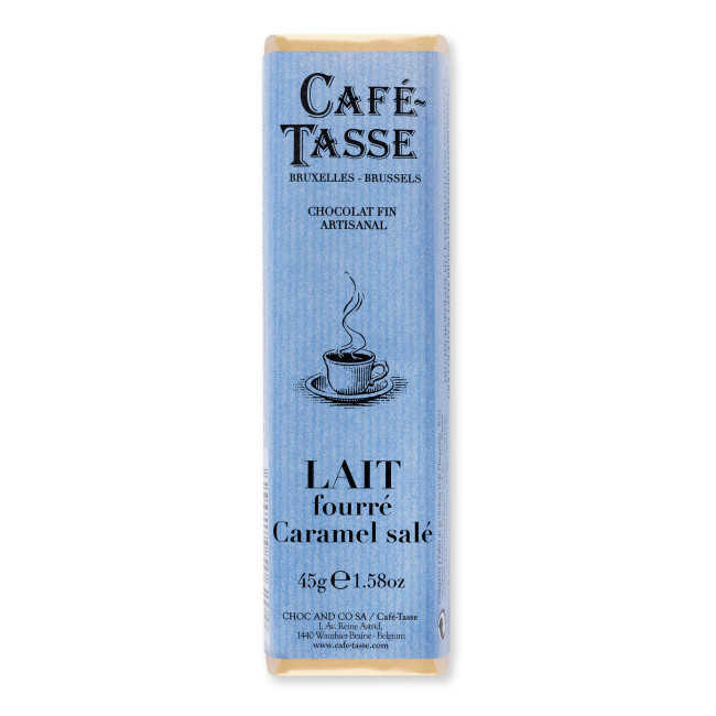 Barre de chocolat au Lait fourré Caramel Salé, Café Tasse