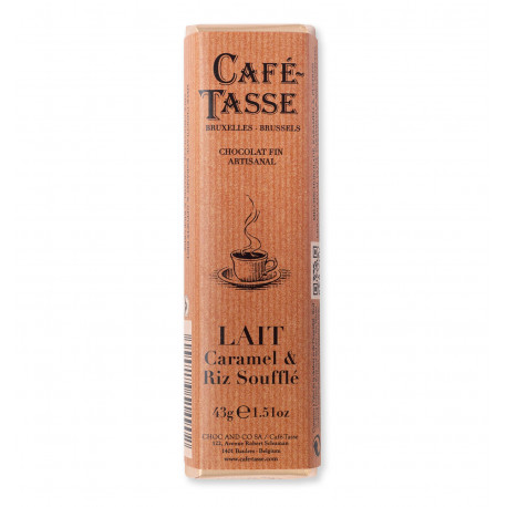 Barre de chocolat au Lait Caramel et Riz Soufflé, Café Tasse