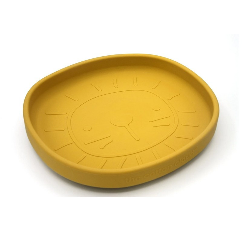 The Cotton Cloud - Assiette en silicone Lion, The Cotton Cloud Moutarde - The Cotton Cloud