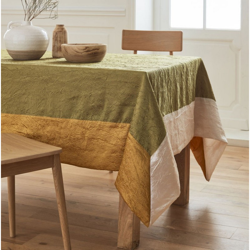 José Houel - Nappe Taffetas froissé Ambiance Kaki, José Houel 170 x 250 cm - José Houel