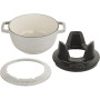 Service à fondue en fonte 20 cm Truffe Blanche, STAUB