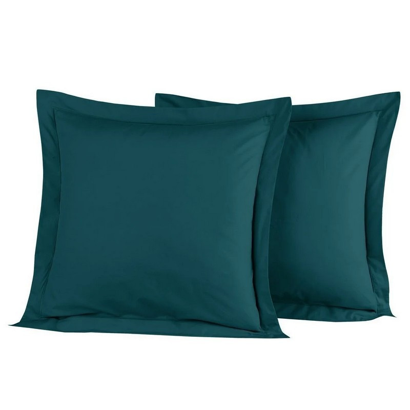 SENSEI - Lot de 2 taies d'oreiller Soft Percale Petrol, Sensei 65 x 65 cm - SENSEI