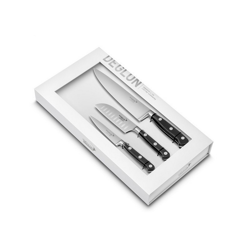 coffret 3 couteaux cuisine idéale sabatier deg®, déglon - deglon