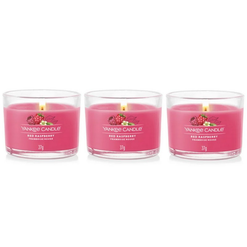 Yankee Candle - Coffret de 3 Bougies Votives Parfumées Framboise Rouge, Yankee Candle - Yankee Candle