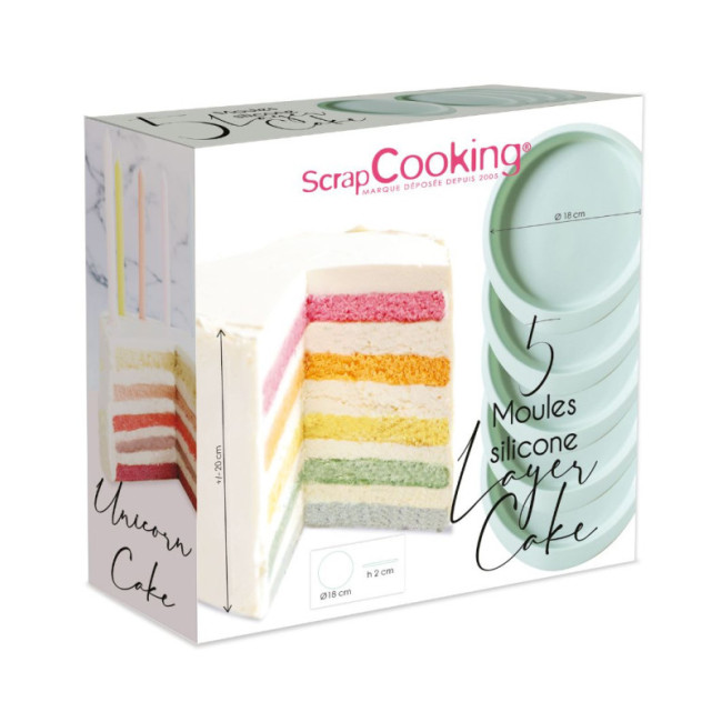 5 Moules Layer Cake en Silicone, Scrapcooking