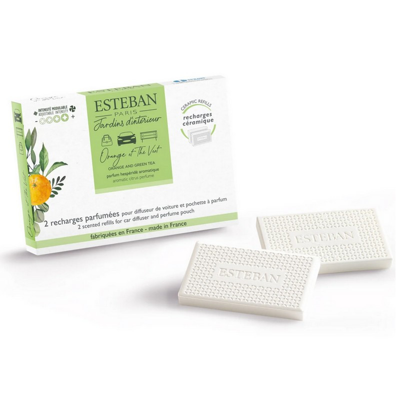 Esteban - Recharge parfumée pour diffuseur de voiture Orange et Thé Vert, Esteban - ESTEBAN