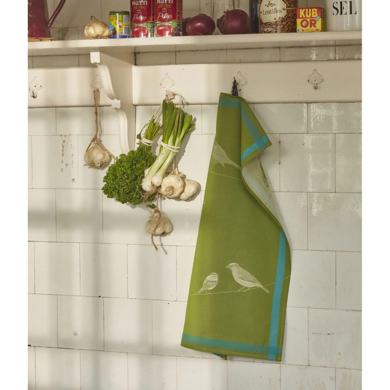 Sylvie Thiriez - Torchon jacquard Sur un fil vert, Sylvie Thiriez - Sylvie Thiriez