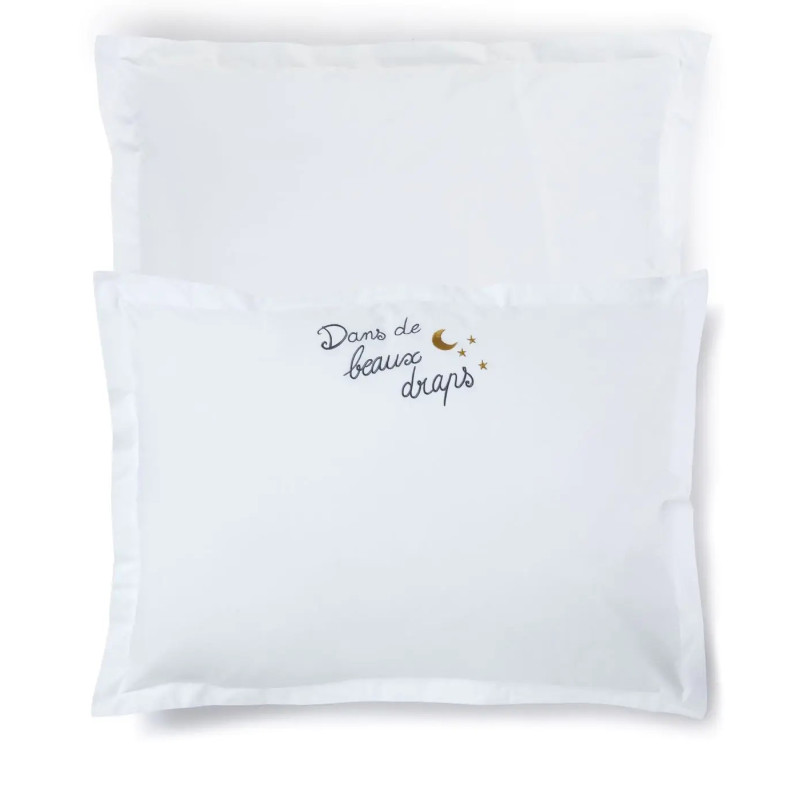 Taie d'oreiller Dans de beaux draps Lune, Sylvie Thiriez 65 x 65 cm - Sylvie Thiriez