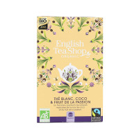 Thé Blanc Bio Coco et Fruit de la Passion 20 sachets, English Tea Shop