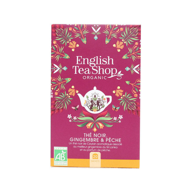 Thé Noir Bio Gingembre et Pêche 20 sachets, English Tea Shop