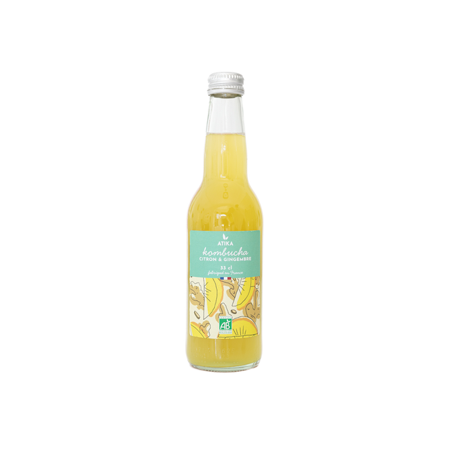 Kombucha Citron et Gingembre Bio 33cl, Atika