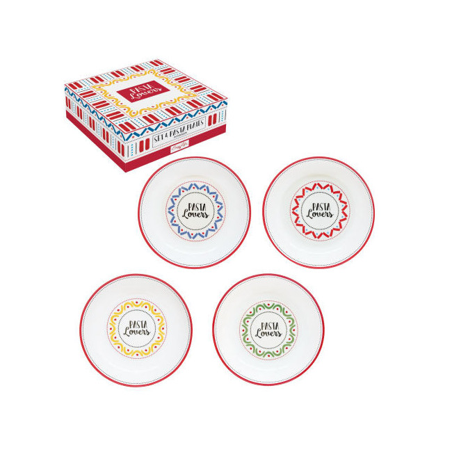 Coffret de 4 assiettes à pâtes Pasta Lovers, Easy Life