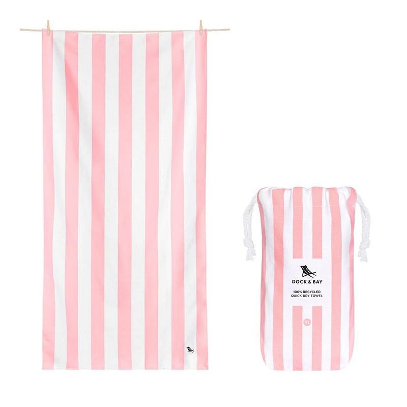 serviette de plage cabana, dock & bay pink - dock & bay