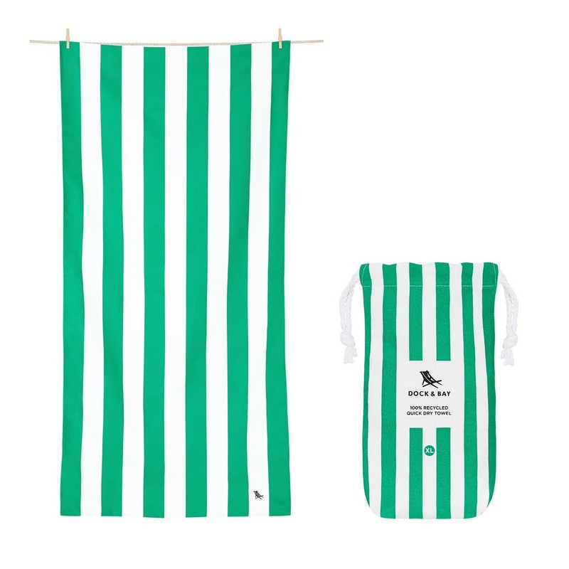 serviette de plage cabana, dock & bay green - dock & bay