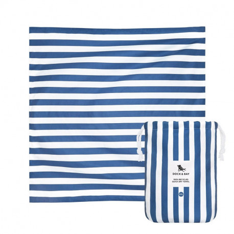 serviette de plage xxl cabana, dock & bay white blue - dock & bay