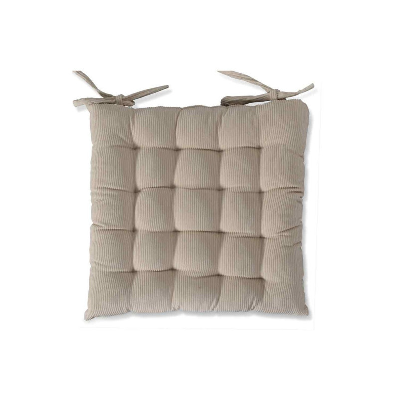 Opjet - Galette de chaise carrée velours côtelé, Opjet Écru - Opjet