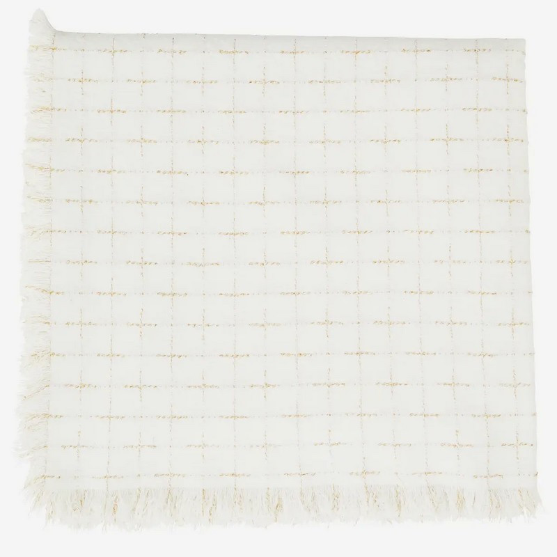 Madam Stoltz - Nappe à carreaux Lurex carrée, Madam Stoltz Blanc - Madam Stoltz