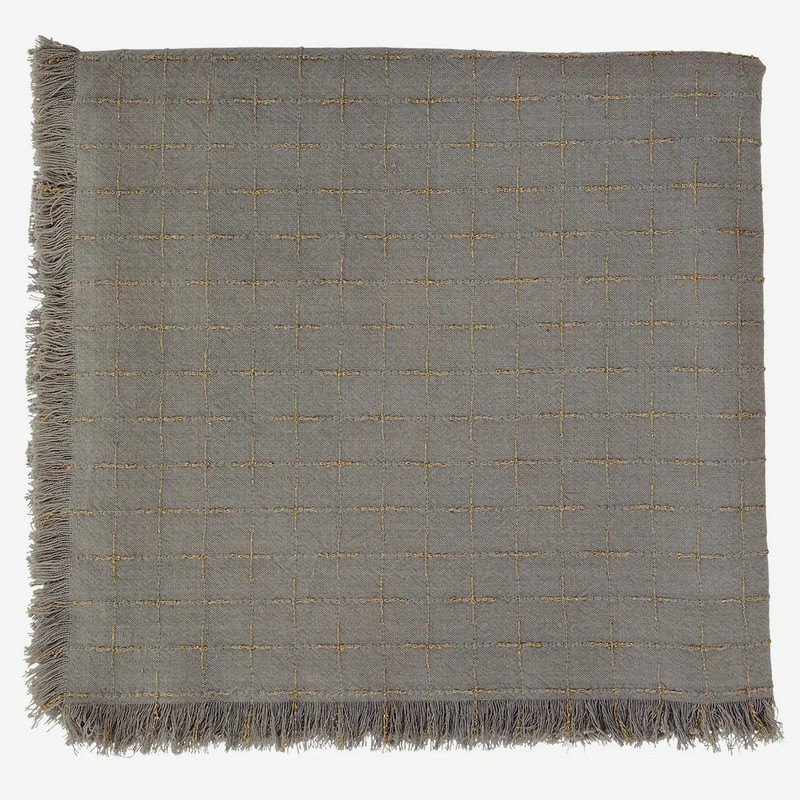 Madam Stoltz - Nappe à carreaux Lurex carrée, Madam Stoltz Gris - Madam Stoltz