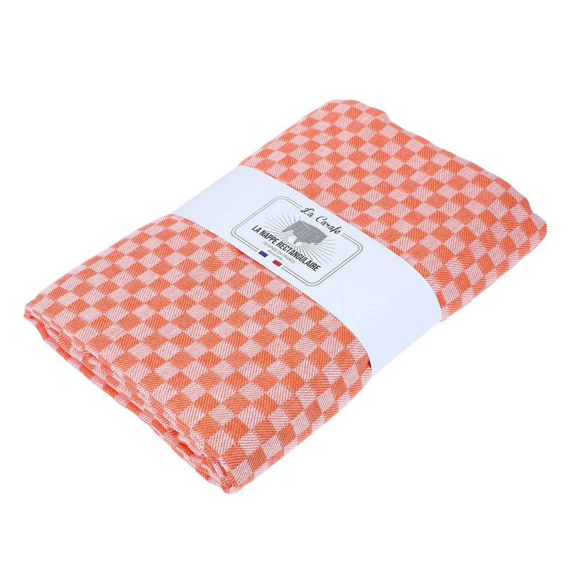 La Carafe - Nappe Damier 140 x 240 cm, La Carafe Abricot - La Carafe