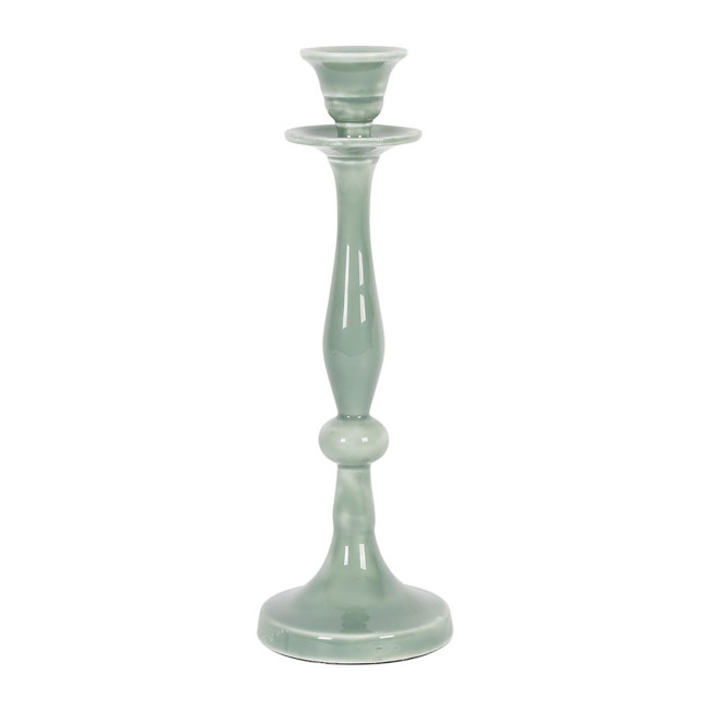 Bougeoir émaillé Baroque Sauge, Côté Table