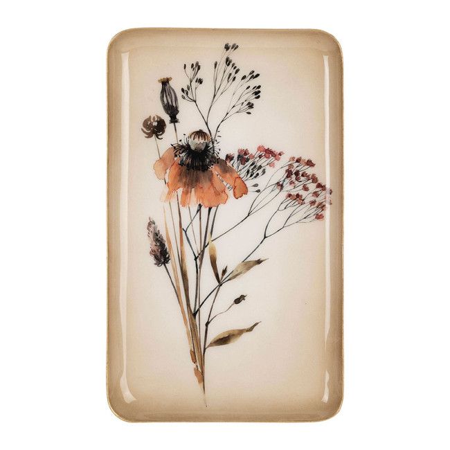 Plateau en fer 15 x 25 cm Floral, Côté Table