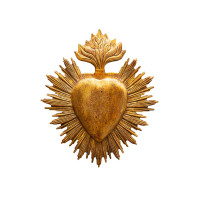 Décoration Ex-Voto Coeur & Flamme Résine dorée, Chehoma