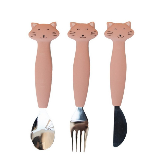 Set 3 couverts silicone Mrs Cat, Trixie