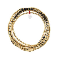 Collier et Bracelet 6 tours Andy Gold 6 Noir, Têtes Blondes