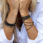 Collier et Bracelet 3 tours Andy Gold Noir, Têtes Blondes
