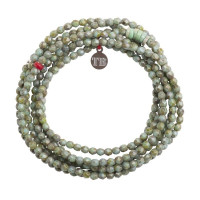 Collier et Bracelet 6 tours Joanna Vert Marbré, Têtes Blondes