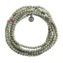 Collier et Bracelet 6 tours Joanna Vert Marbré, Têtes Blondes