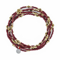 Collier et Bracelet 6 tours Gatsby Rouge Cerise, Têtes Blondes