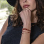 Collier et Bracelet 6 tours Gatsby Rouge Cerise, Têtes Blondes