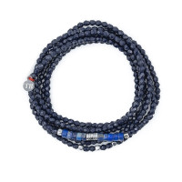 Collier et Bracelet 6 tours Nadège Navy Blue, Têtes Blondes